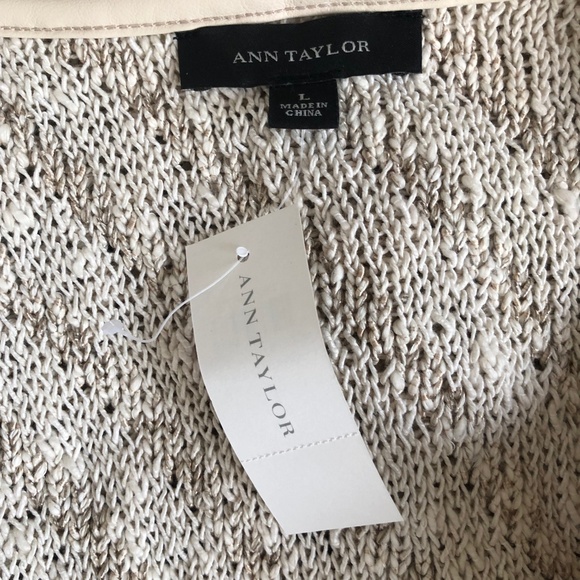Ann Taylor Sweater Blazer Zipper Front Zip Up Pockets Cream Women's Size L NWT - Picture 4 of 4
